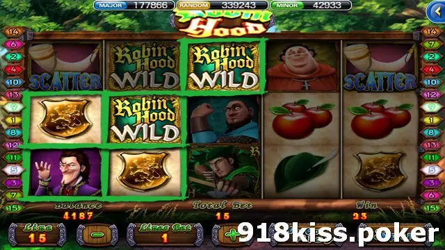 Robin Hood reels with two Robin Hood WILD symbols stacked in the second and third columns, two horn SCATTER symbols, a large outlaw character and a win of 23
