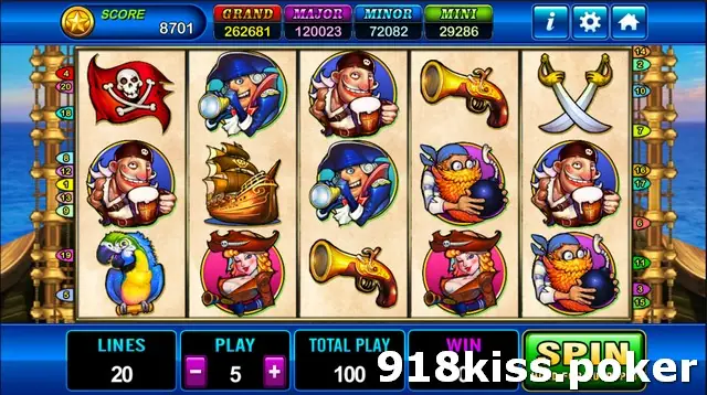 Pirate slot on Play8oy with pirate crew portraits, a parrot, a galleon, a skull-and-crossbones flag, a flintlock pistol and crossed cutlasses on five reels, set to 20 lines