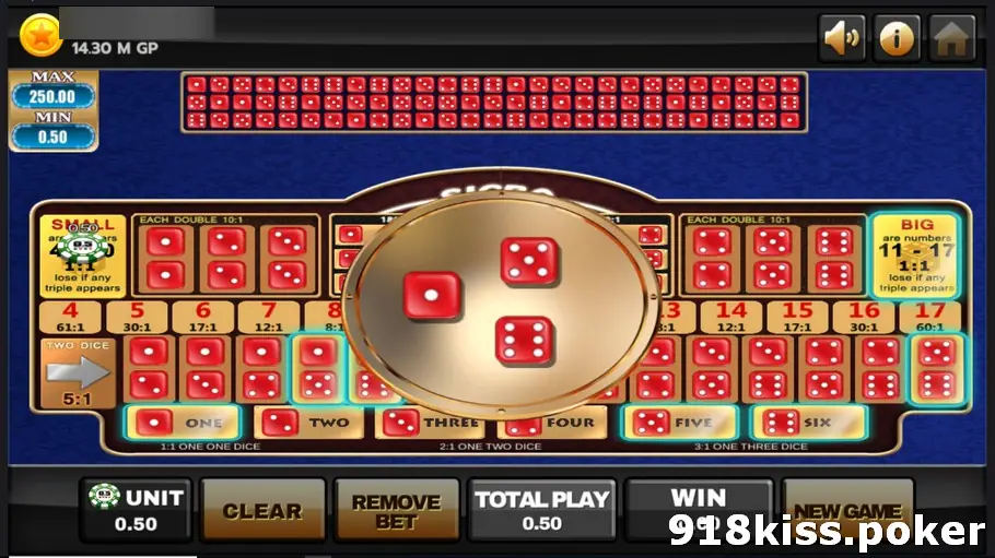 Sicbo gold dome opened over the board showing dice of one, five and six, with the Big box and several matching boxes highlighted