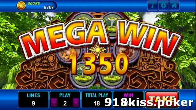 Amazon Jungle covered by a MEGA WIN banner reading 1350, with the SPIN button replaced by TAKE
