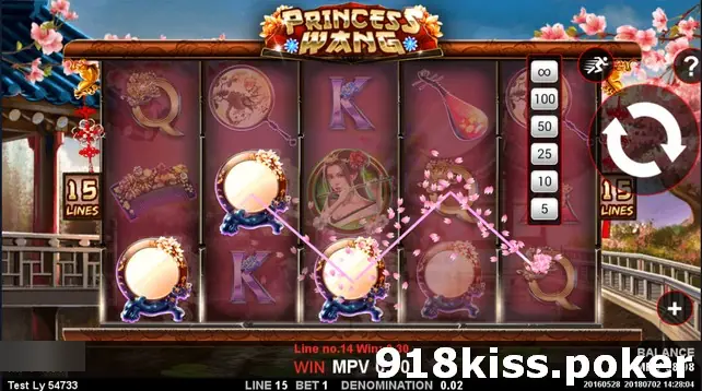 Princess Wang reels with a pink winning line over mirrors and a lute, and an autoplay list showing unlimited, 100, 50, 25, 10 and 5